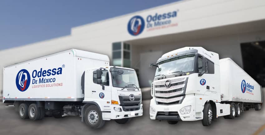 Transporte de carga con camiones de Odessa de México Logistics Solutions, líder en soluciones logíst.