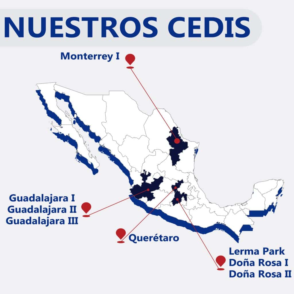 Mapa de ubicaciones logísticas de Odessa de México en México.