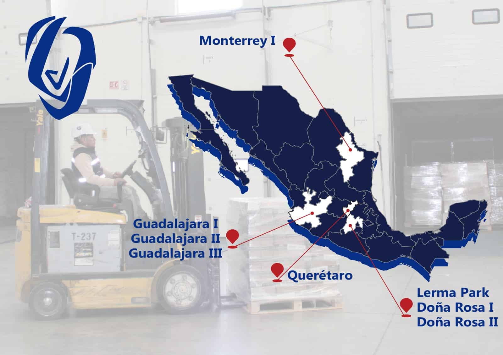 Mapa de rutas logísticas en México con puntos clave y conexiones.